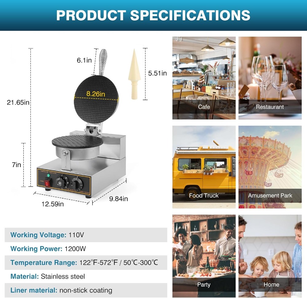 1200W Commercial Waffle Cone M - Waffle Cone Maker review and price