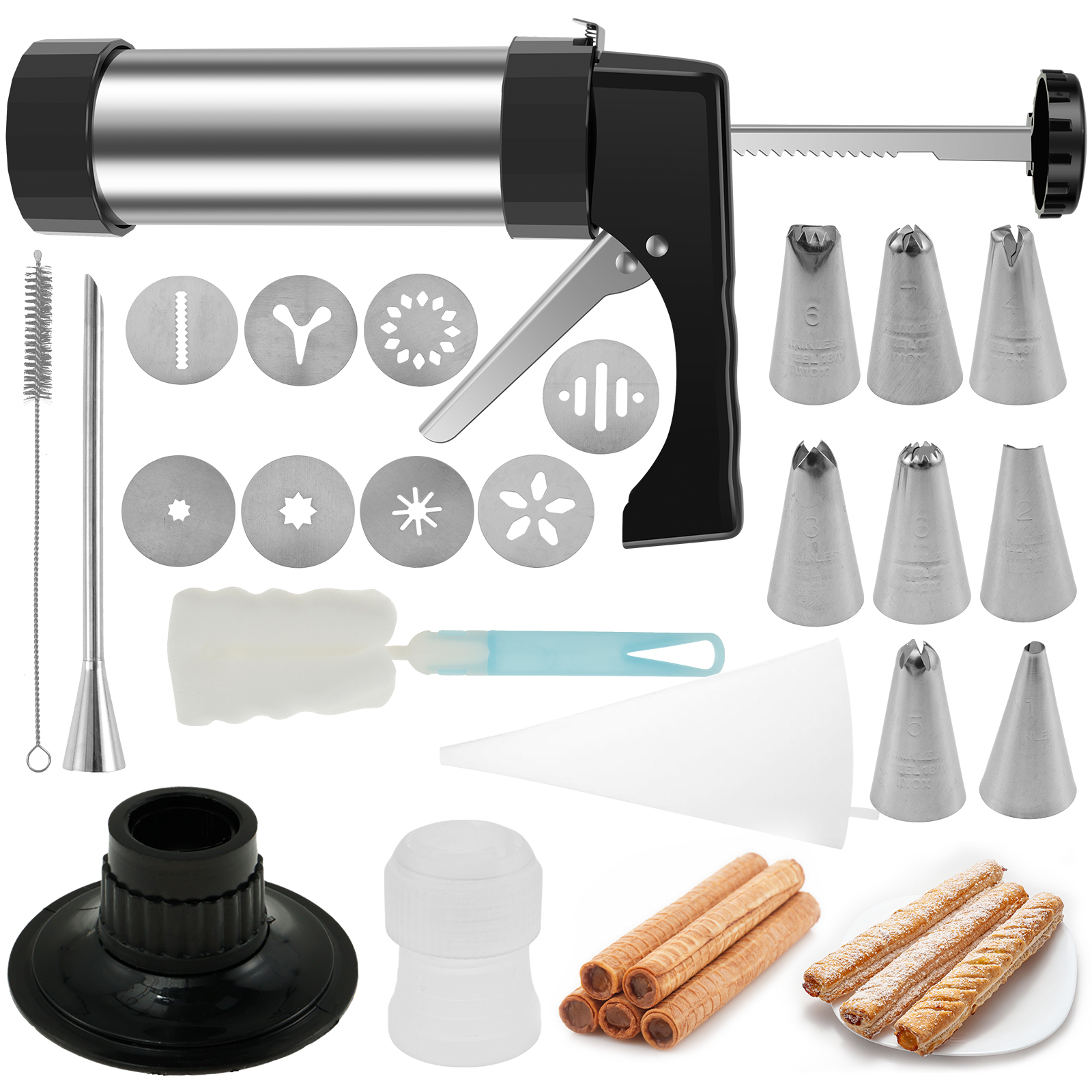 Stainless Steel Cookie Gun Chu - Churros Maker Gun review and price