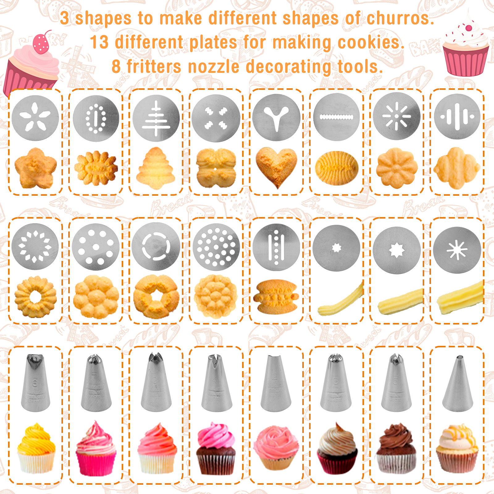 Cookie Press Gun Tips Set Stai - Churros Maker Gun review and price